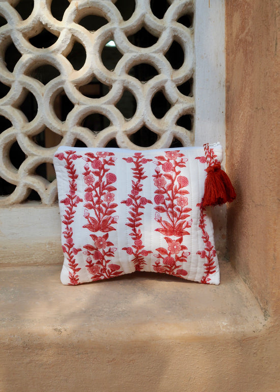 Pink Block Print Cosmetic Bag