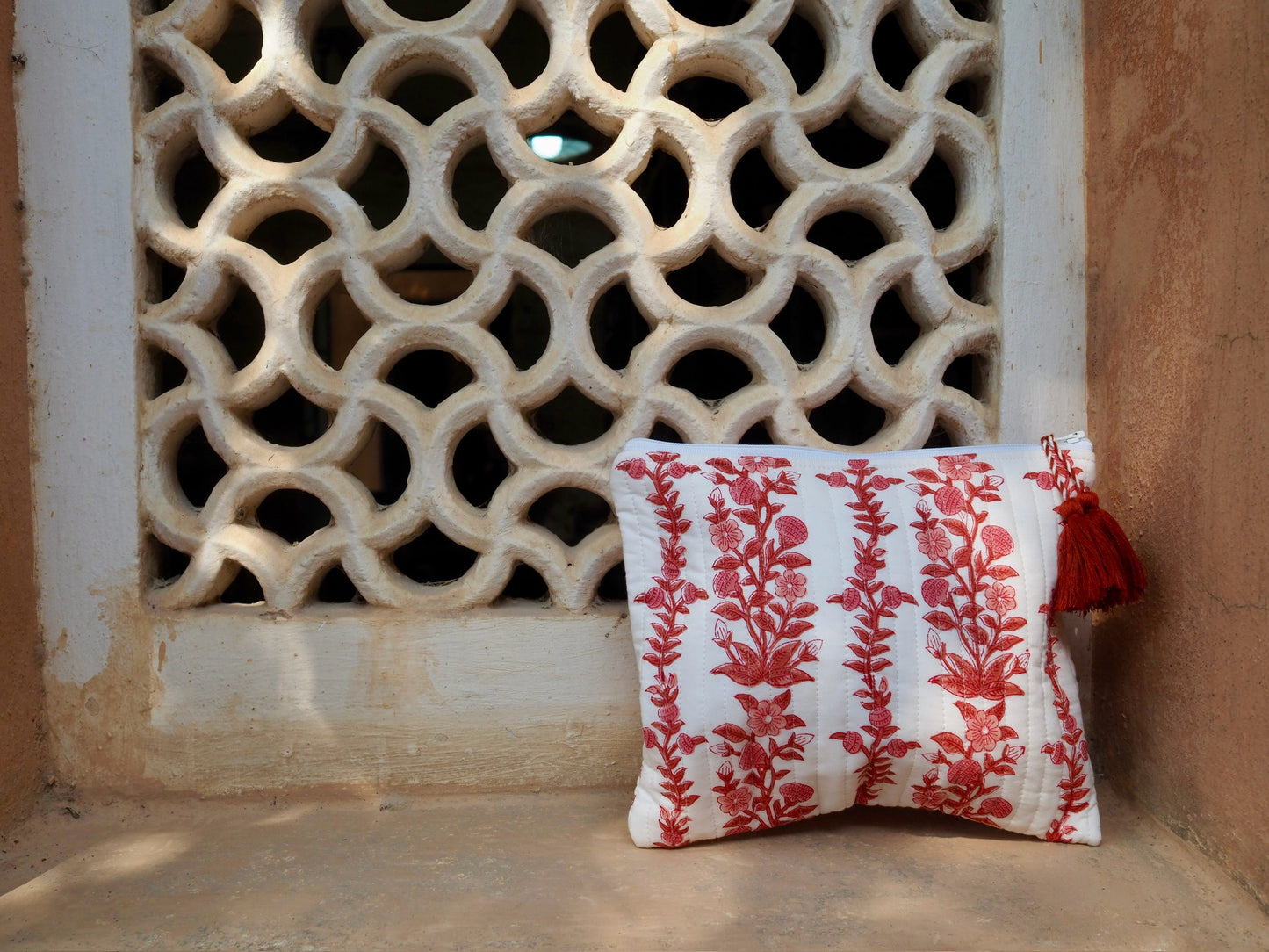 Pink Block Print Cosmetic Bag