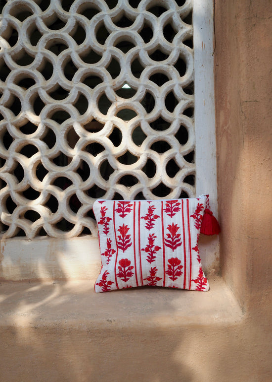 Red Block Print Cosmetic Bag