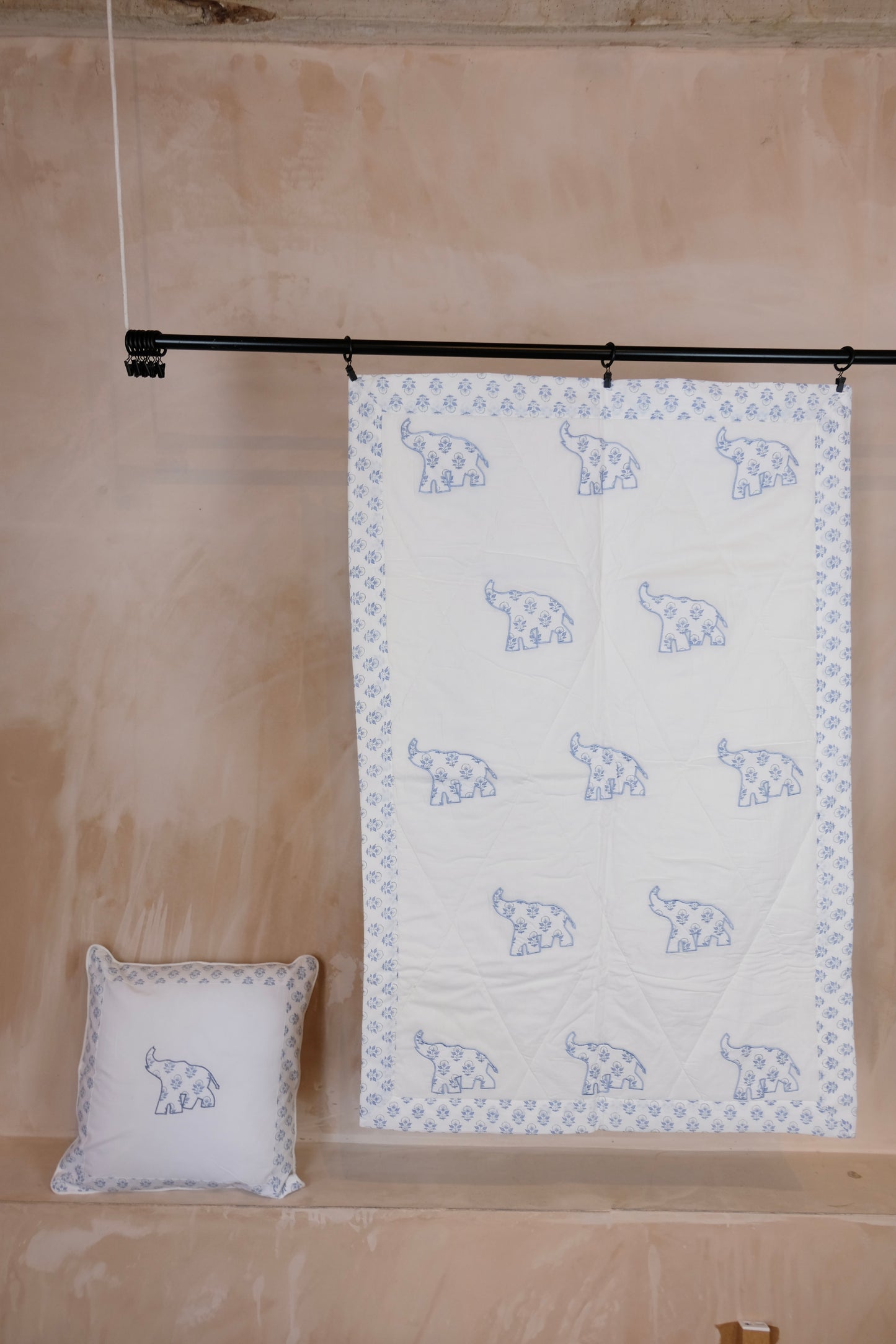 Blue Elephant Cot Quilt