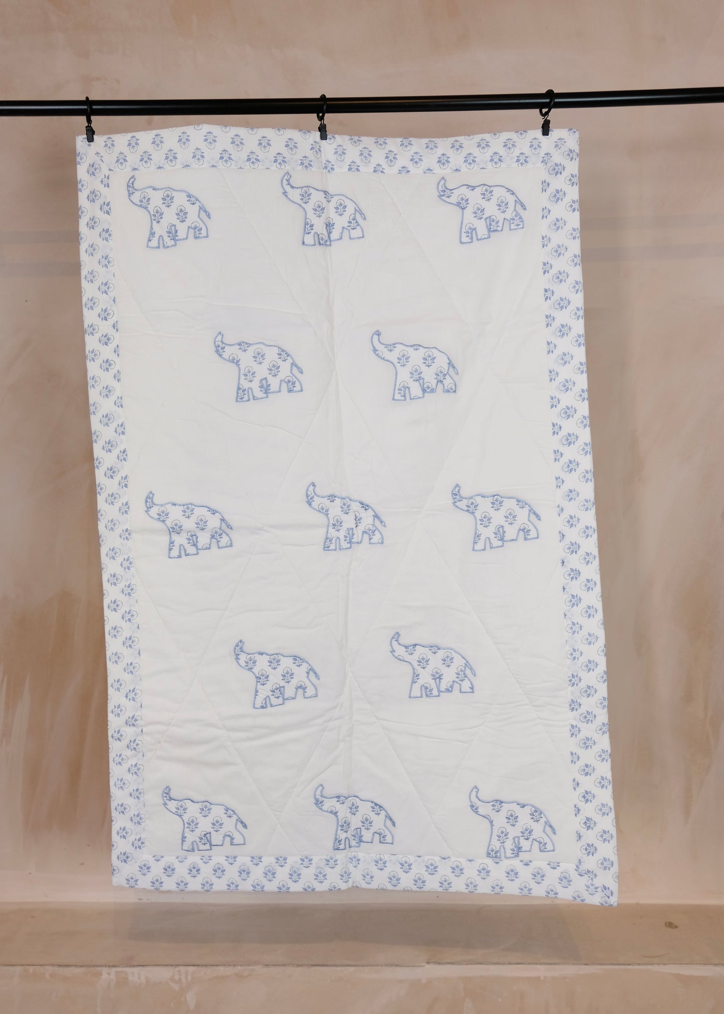 Blue Elephant Cot Quilt