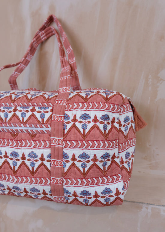 Terracotta Zig Zag Quilted Duffle Bag