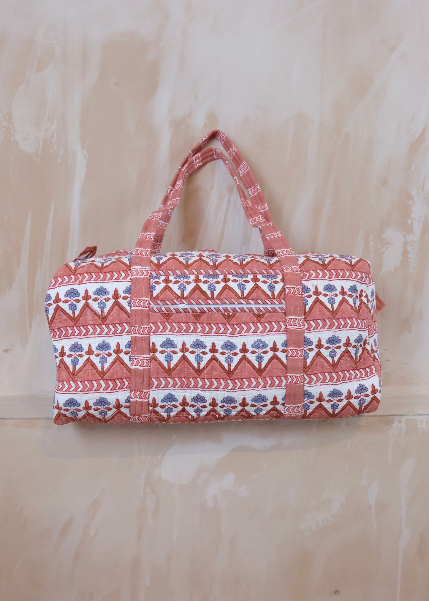 Terracotta Zig Zag Quilted Duffle Bag