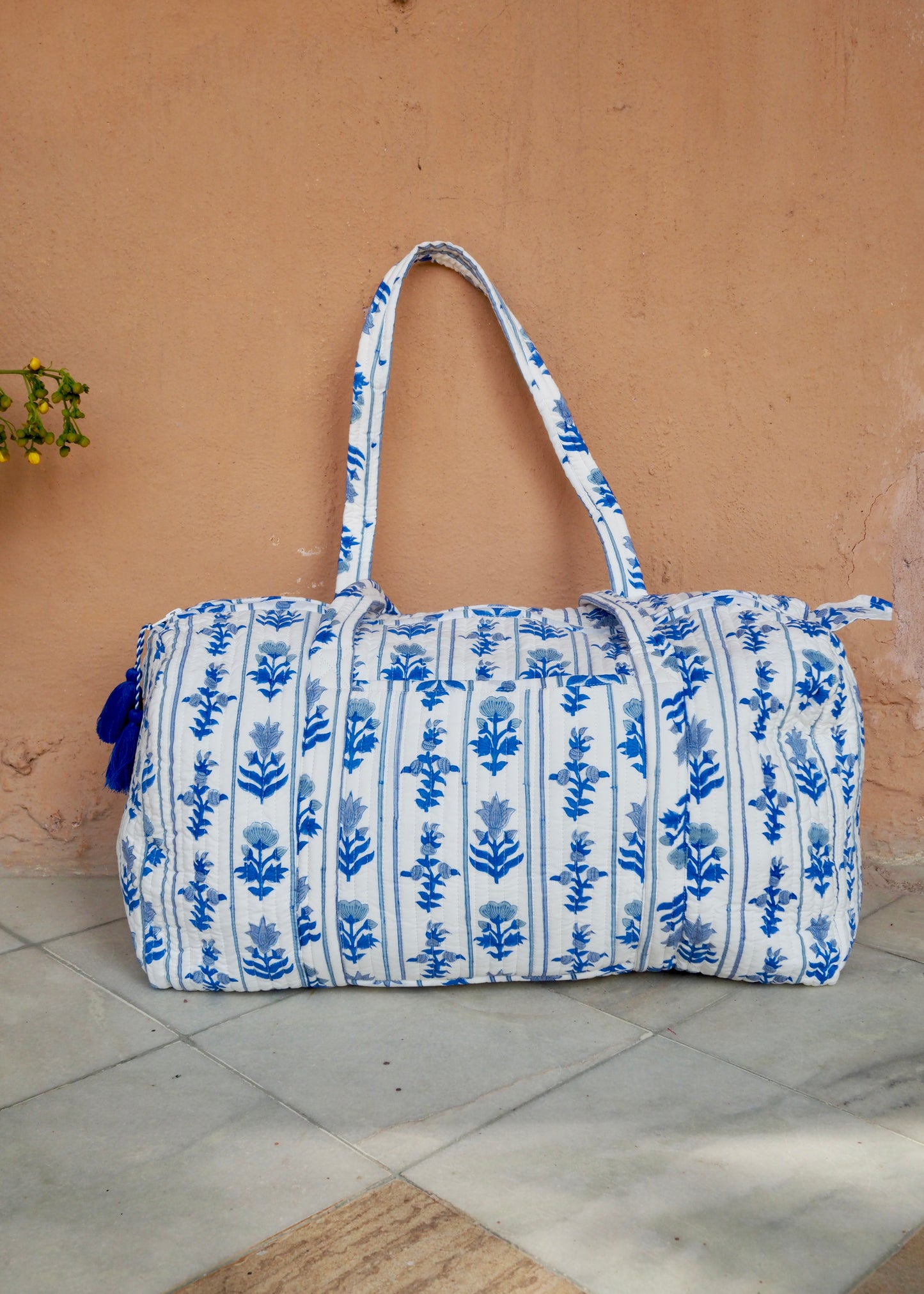 Blue Quilted Weekend / Duffel Bag