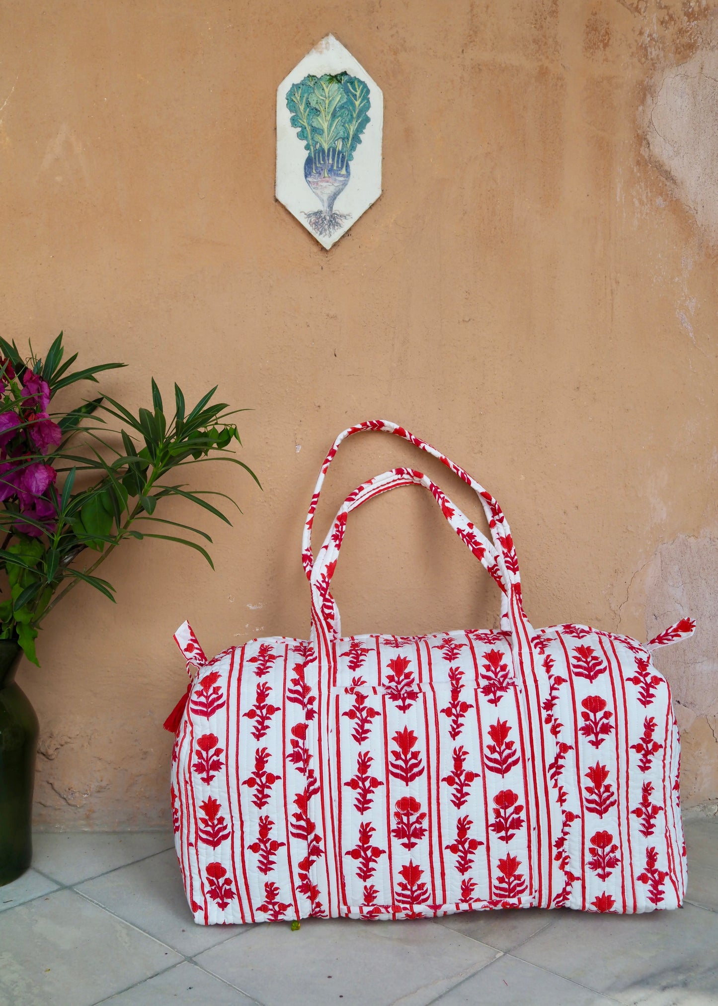 Red Quilted Weekend / Duffel Bag