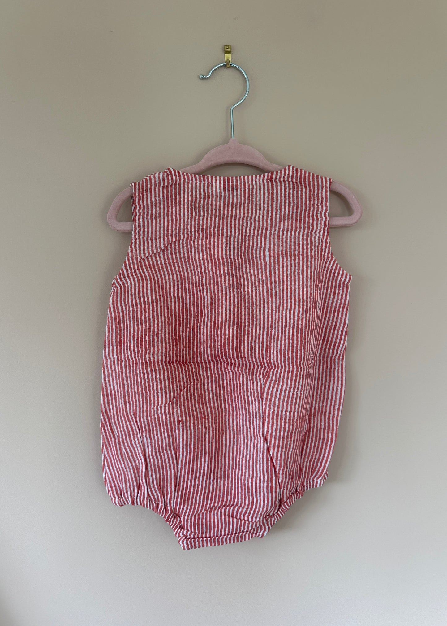 Pink Stripe Muslin Romper